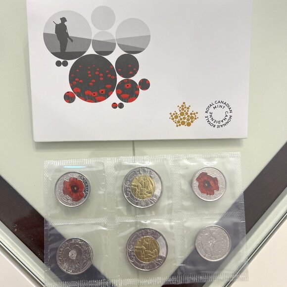 2015 Canada Remembrance 6 Coin Set "In Flanders Fields & Poppy" - Picture 1 of 16